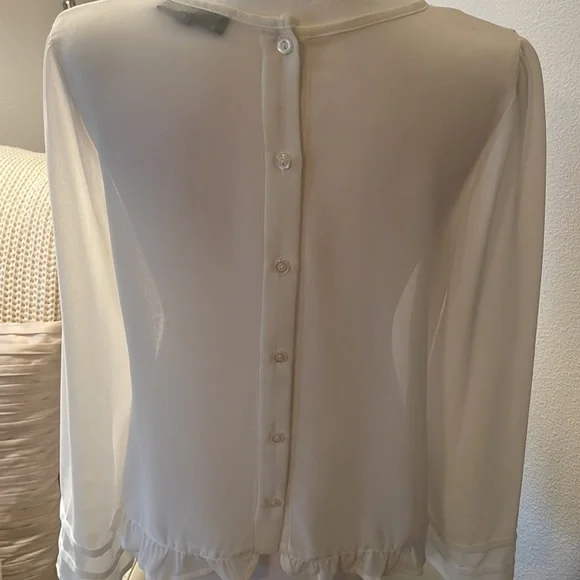 Elodie Women’s Cream Long Sleeve Sheer Top - size Large - Picture 7 of 9